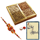 Delectable Gift Pack of Mixed Dry Fruits with Free Rakhi, Roli Tilak and Chawal for the Occasion of Raksha Bandhan