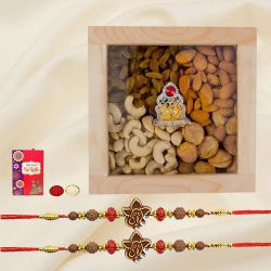 Ethnic Rakhi Set with Exotic Dry Fruits n Ganesh-Laxmi Mandap