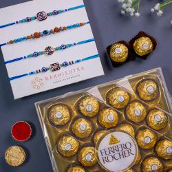 Stylish Evil Eye Rakhi Set N Ferrero Rocher Combo