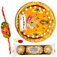 Relishing  Ferreo Rocher Chocolates and a special Pooja Thali with a Free Rakhi, Roli Tilak and Chawal