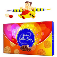Classic Raksha Bandhan Gift of Celebration Chocolate Pack and Hanuman Rakhi with Roli Tilak, Chawal for your Brother