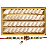 Charming Rakhi Special Gift of Badam Katli from Haldiram with free Rakhi, Roli Tilak and Chawal for your Dear Brother