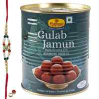 Remarkable Raksha Bandhan Special Haldiram Gulab Jamun with One Free Rakhi, Roli Tilak and Chawal
