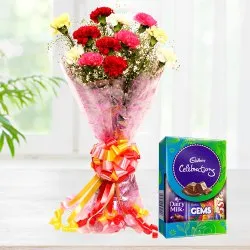 Gift of Fresh Flowers Bouquet with Online Chocolates