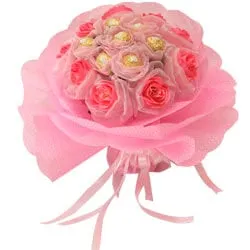 Sweetest Ferrero Rochers Delight with Long Lasting Pink Roses Love
