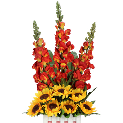 Striking Arrangement of Artificial Long Floral Stem N  Striking Sunflowers in a Basket<br>