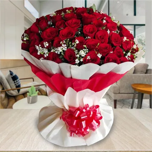 Send Red Roses Tissue Wrapped Bouquet