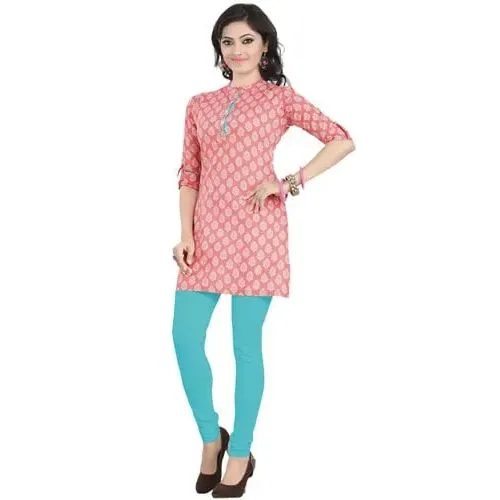 Amazing Pink Coloured Cambric Cotton Printed Kurti