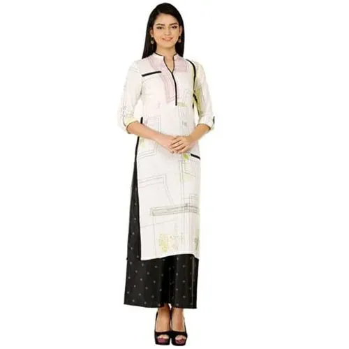 Band Collar Casual W Printed Kurti