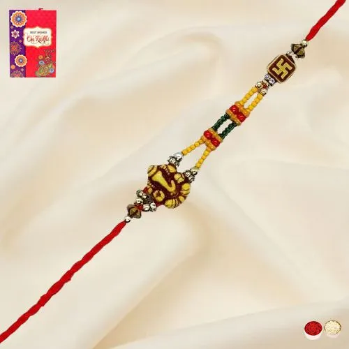 Fantastic Swastik and Ganesha Thread Rakhi