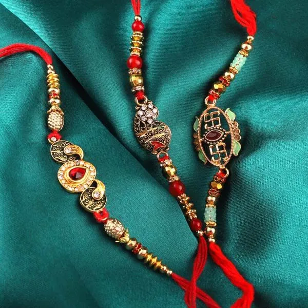 Gleaming Stone Bead Rakhi Sets