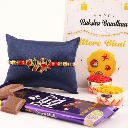 Admirable Gift of Rakhi, Cadbury Dairy Milk, Roli Chawal n Rakhi Card