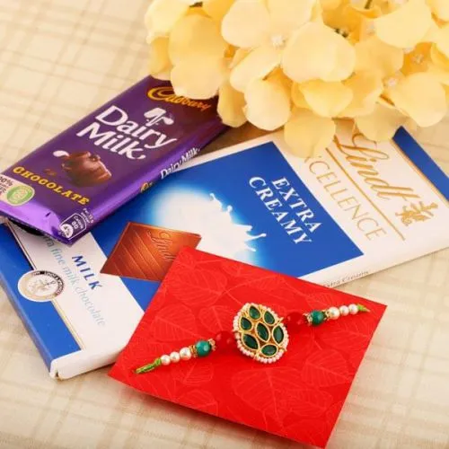 Attractive Combo of Rakhi N Chocolates Selection