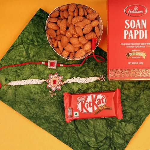 Elegant Bhai Bhabhi Rakhi Combo