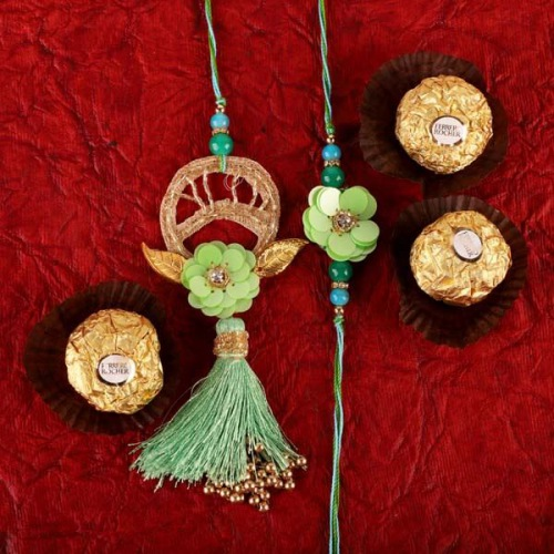 Amazing Gift of Bhaiya Bhabhi Rakhi Pair N Ferrero Rocher