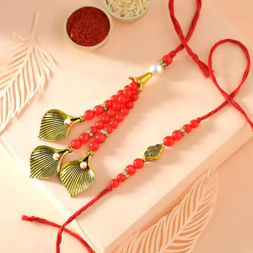 Red Love Bhai Bhabhi Rakhi Set