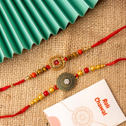 Red N White Stone Beads Rakhi Glare