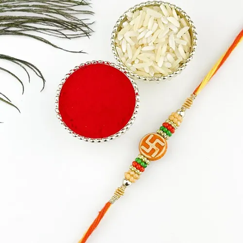 Elegant Beaded Swastik Rakhi