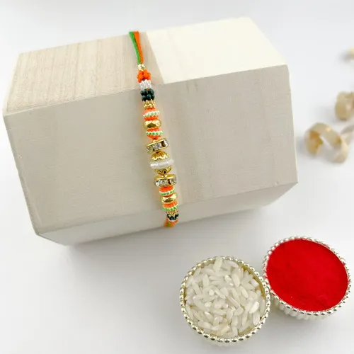 Stunning color Stone n Beadwork Rakhi