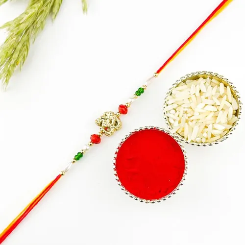 Ebullient Golden Halo Om Rakhi