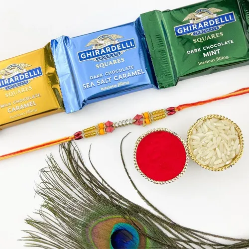 Heavenly Beads Traditional Rakhi with 3 Ghirardelli