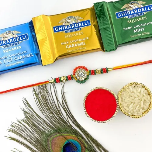 Ethnic Rakhi with 3 Ghirardelli Marvels