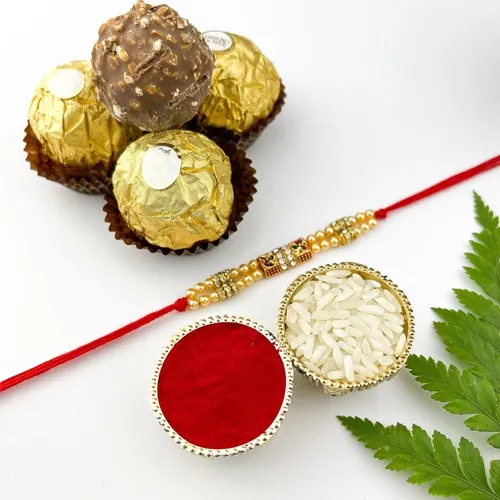 Pure Ecstasy Gold Beads Rakhi N 3 Ferreros