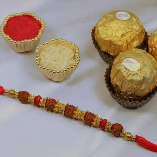 Rudraksha Rakhi with Ferrero Rocher