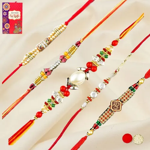 Spiritual Om with Beads n Pearl Rakhis