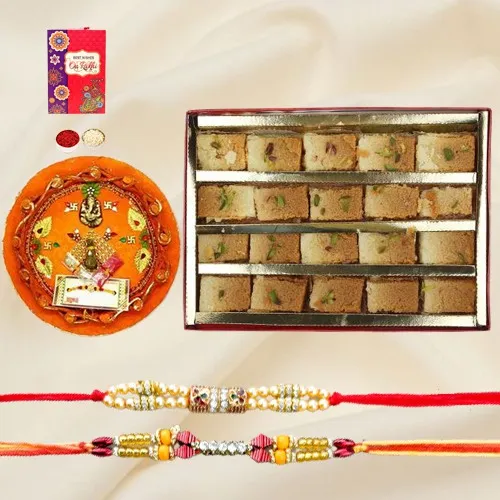 Blazing Rakhi n Thali with Milk Cake Mosaic