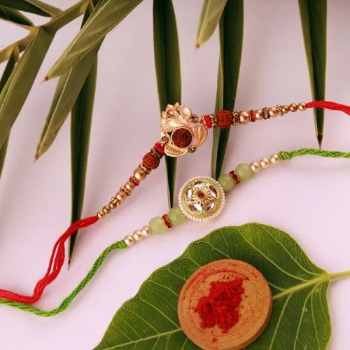 Halo of Rudraksh n Kundan Rakhis