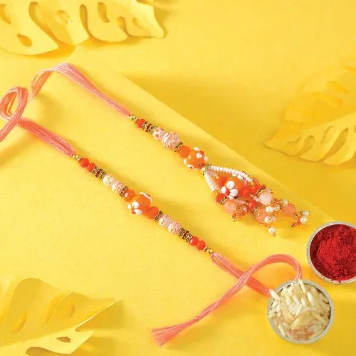 Coral Pearl Couple Rakhi Glare