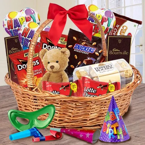 Remarkable Gift Basket of Chocolates, Teddy N Assortments