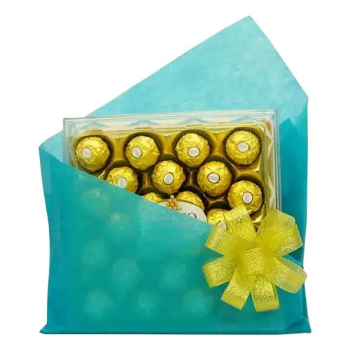 Buy Ferrero Rocher Box in Blue Tissue Wrap