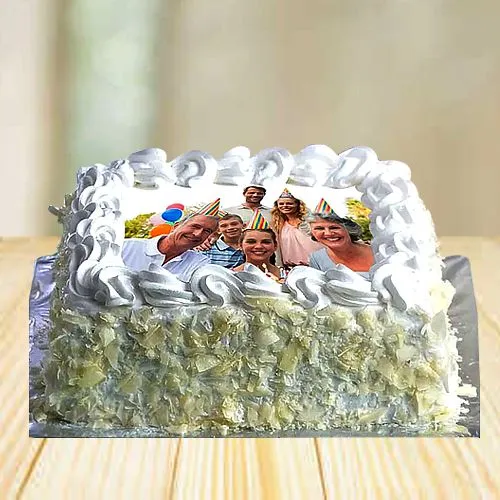 Online Square Shape Vanilla Photo Cake