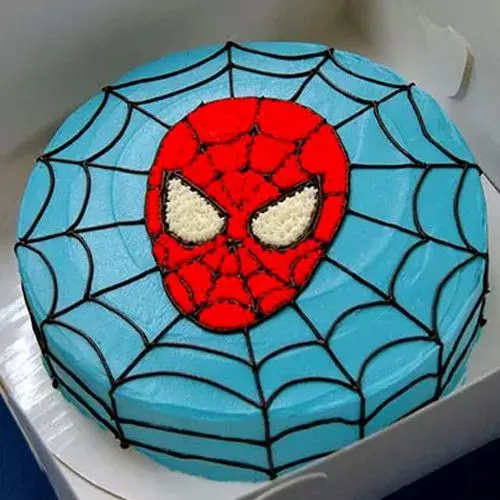 Fresh-Baked Round Cake in Spider Man Theme