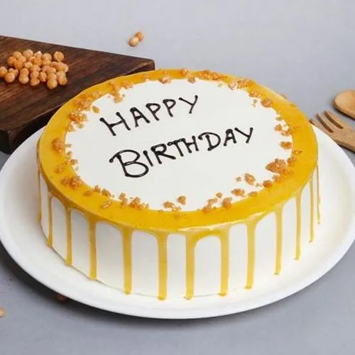 Sweet Vanilla Caramel Birthday Cake