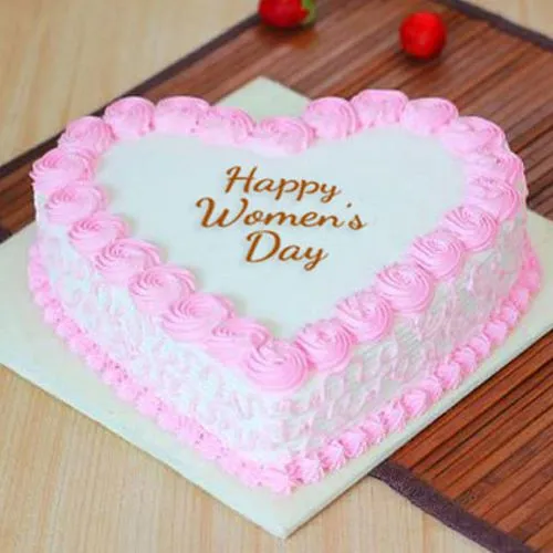Affectionate Women�s Day Vanilla Heart Cake