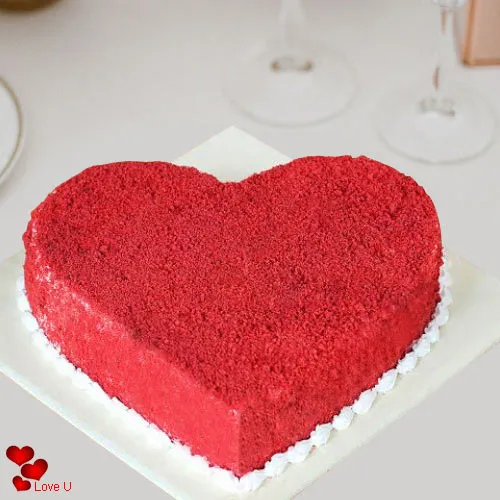 Delicious V-Day Heart Shape Red Velvet Cake