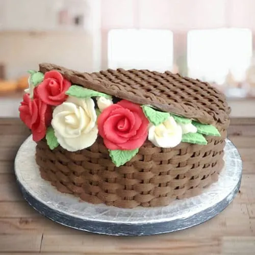 Deliver Delicious Rose Basket Chocolate Cake