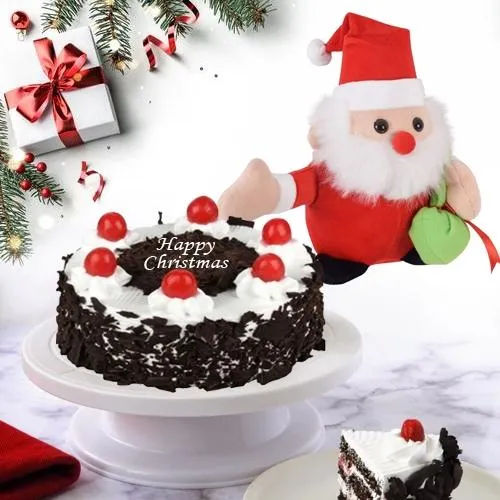 Mouth-Watering Black Forest Cake with Cool Santa
