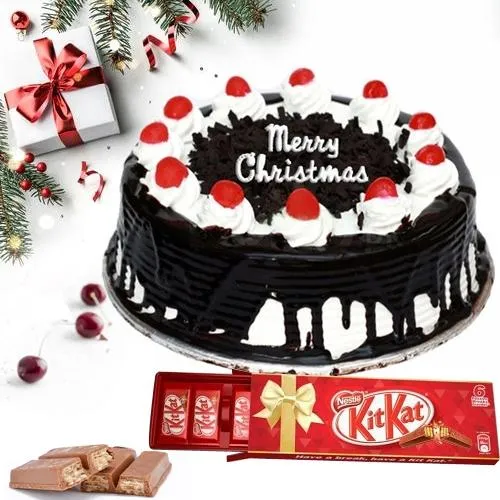 Sumptuous XMas Combo of Black Forest Cake N Kitkat Chocolate