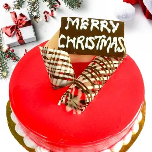 Delightful Merry-Christmas Strawberry Flavor Cake