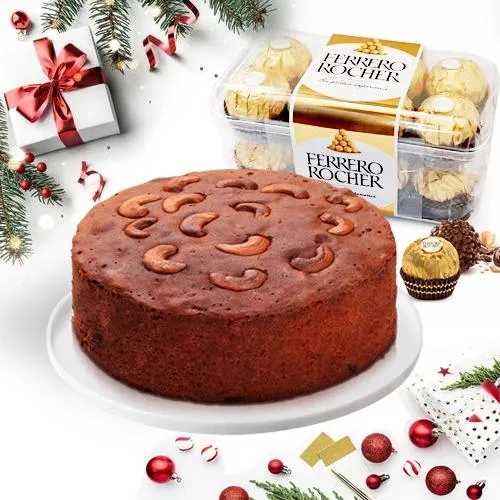 Tasty Dry Plum Cake with Ferrero Rocher	