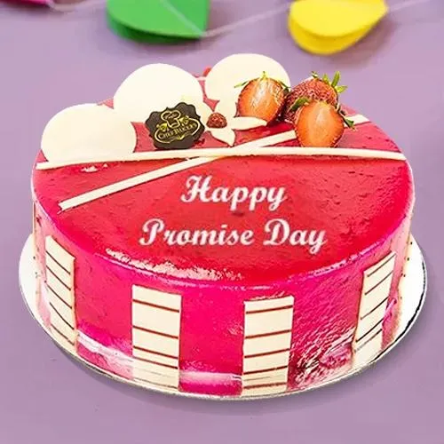 Tasty Fresh Fruit-N-Strawberry Cake for Promise Day