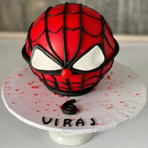 Remarkable Spider Man Round Piñata Cake