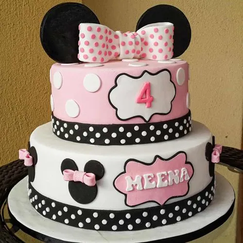 Ship Minnie Designed 2 Tier Cake for Kids Party