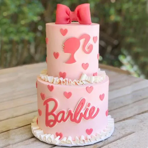 Indulgent Two Tier Barbie Cake for Little One | Free - Same Day Delivery |  IndiaFlowersGifts