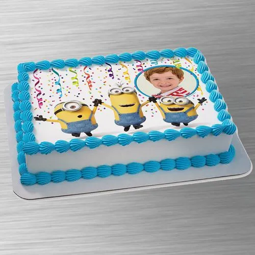 Elegant Minion N Personalized Photo Cake for Kids