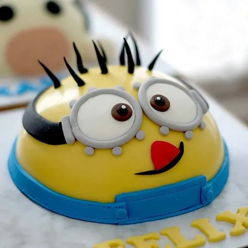 Velvety Minion Smash Cake with Hammer for Youngster